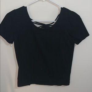 Black longer crop top